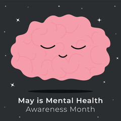 Mental Health Awareness Month. Vector illustration background.  Banner