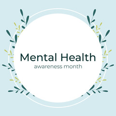 Mental Health Awareness Month. Vector illustration background.  Banner