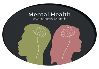 illustration of a person. Mental Health Awareness Month. Vector illustration background.  Banner