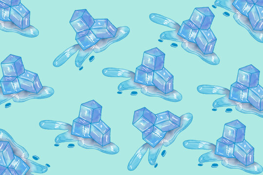 seamless pattern with blue and green ice