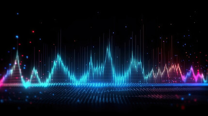 Abstract background with equalizer effect. Neon lights. Sound wave,abstract glowing lines, futuristic, abstract technology