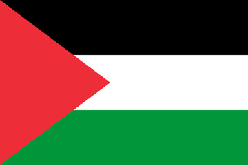 Palestine Flag. Official colors. Palestinian country flag icon. National flag of Palestinian country. Illustration. International Day of Solidarity with the Palestinian People. 2023. - obrazy, fototapety, plakaty