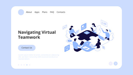 Vector illustration of internet communication Team metaphor People connecting puzzle elements social networks. Concept Landing Page Template, Website Banner, Advertisement and Marketing Material