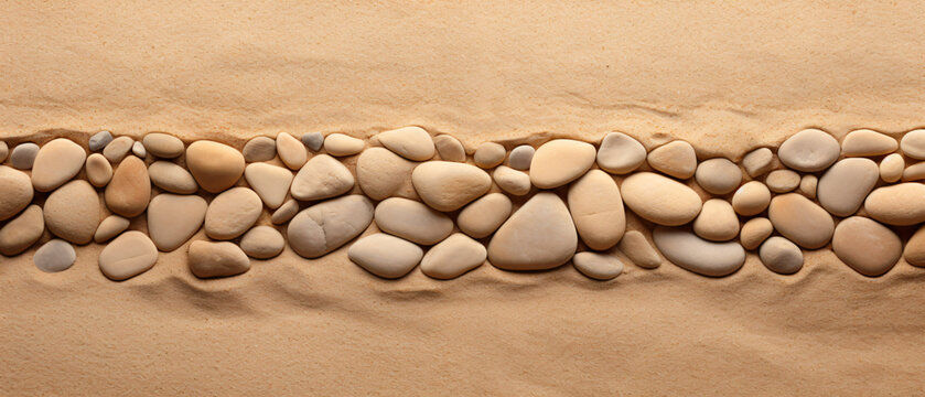 Ultrawide Pabble Stones Row In Sand Background Wallpaper