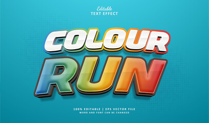 Colour Run Editable Text Effect 3d Style Sport Colourful