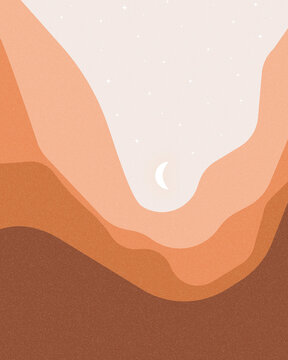 Moonlit Peaks - Minimalist Mountain Design with Moon