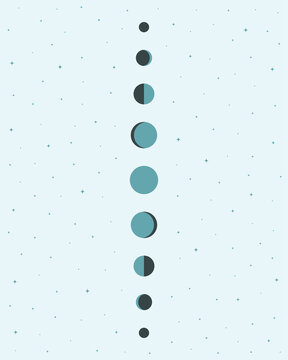 Lunar Phases - Minimalist Design of Moon's Transformation