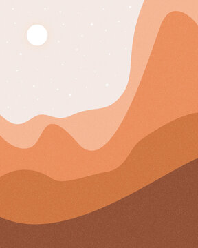 Sunlit Summit - Minimalist Mountain Landscape with Sun