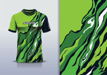 T-shirt mockup with abstract grunge sport jersey design for football, soccer, racing, esports, running, in green color