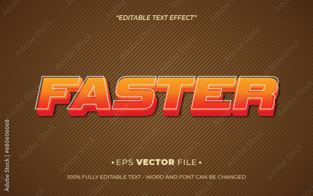 Poster faster text effect 3d editable vector
