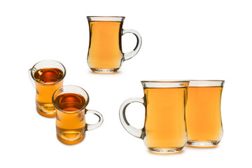 A turkish glass of tea isolated on white background.