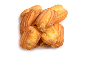 Sweet eclairs isolated on a white background.