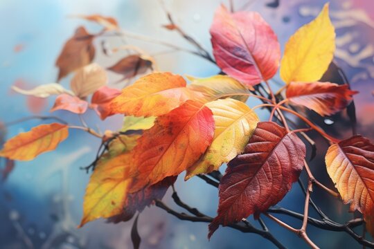 A close up view of a bunch of leaves on a tree. This image can be used to depict nature, seasons, or environmental themes