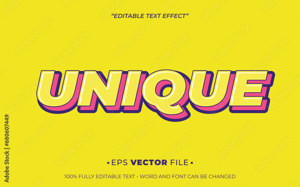 Poster unique text effect 3d editable vector
