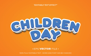children day text effect 3d editable vector