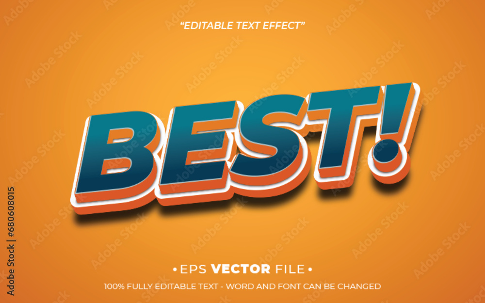 Poster best text effect 3d editable vector
