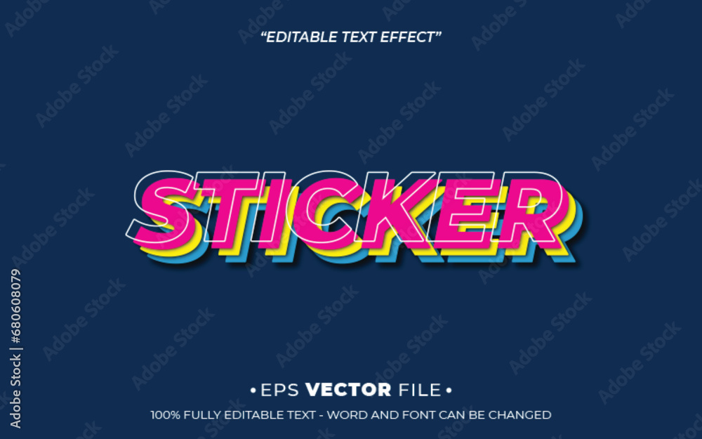 Poster sticker retro style editable text effect template vector