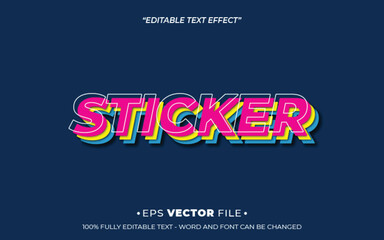 sticker retro style editable text effect template vector 