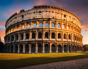 Fototapeta na wymiar Rome, Italy. The Colosseum or Coliseum at sunrise