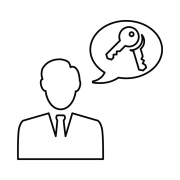 Key Employee Icon In Outline Style
