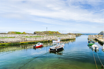 Boats in a small harbour in Northern Ireland.