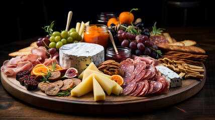 Elegant Charcuterie Board with Assorted Cheeses and Meats
