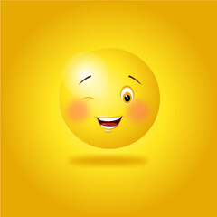 emoji smiley vector, cartoon character emoji illustration on yellow background.