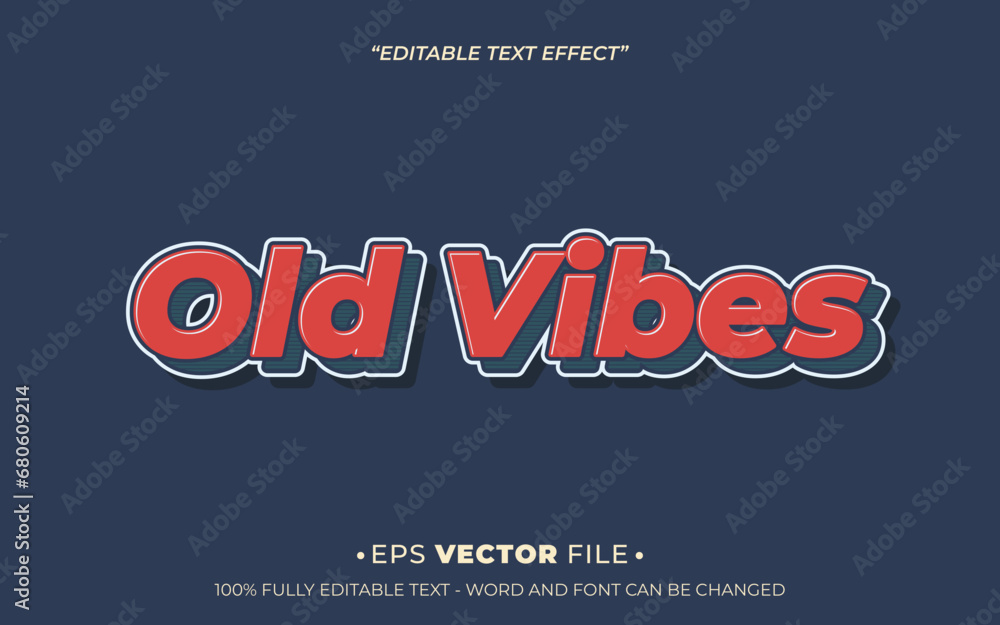 Poster old vibes editable text effect template vector