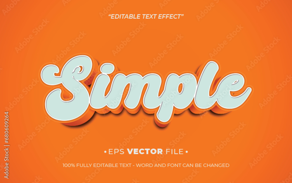 Poster simple text effect 3d editable vector