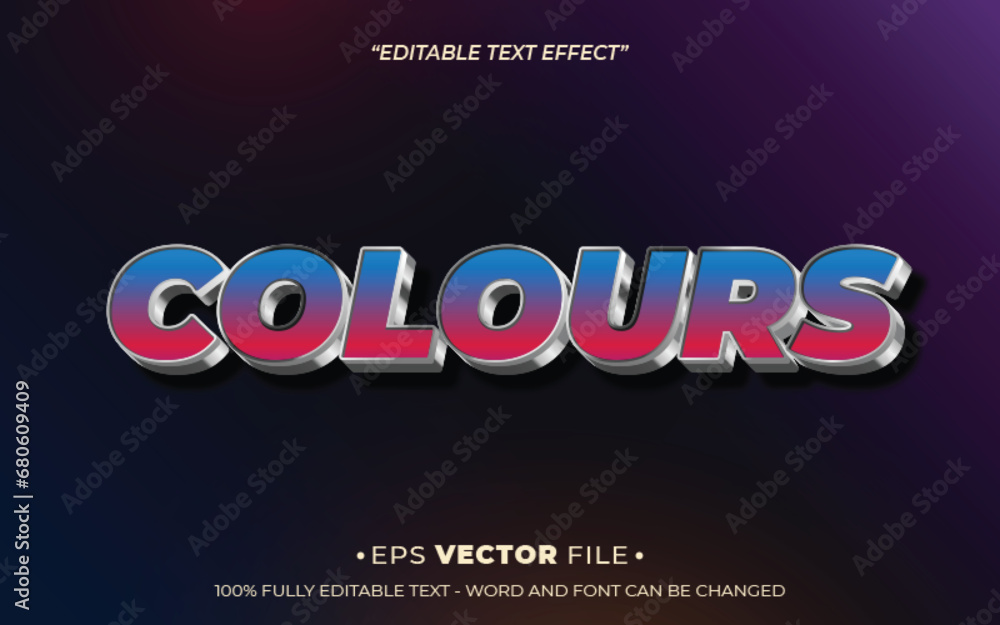 Poster colours text effect 3d editable vector