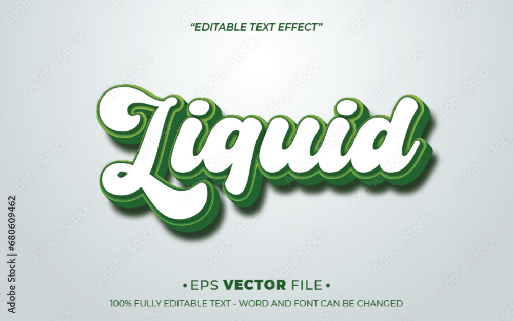 Poster liquid text effect 3d editable vector