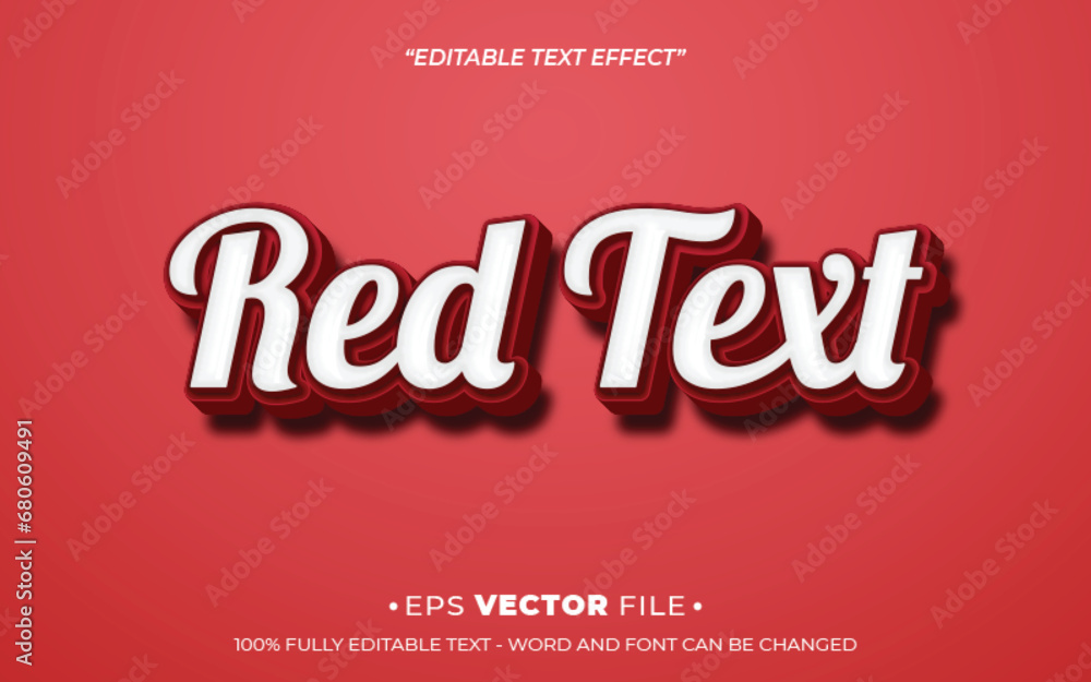 Poster red text effect 3d editable vector