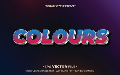 Colours text effect 3d editable vector