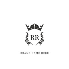 RR logo. R R design. White RR letter. RR R R letter logo design. Initial letter RR linked circle uppercase monogram logo.
