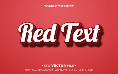 Red text effect 3d editable vector