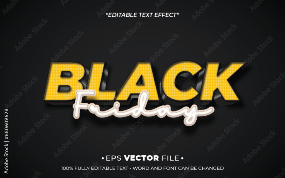 Poster black friday 3d text effect editable vector