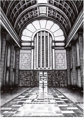 Fototapeta premium Museum of Mandiri Bank interior design Nederlandsche Handel-Maatschappij Illustration handmade Drawing pen Kota Tua Jakarta