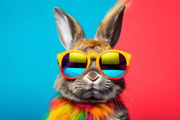 Stylish Bunny in Shades - Cool Easter Concept - Generative AI