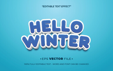 Hello Winter 3d text effect editable vector