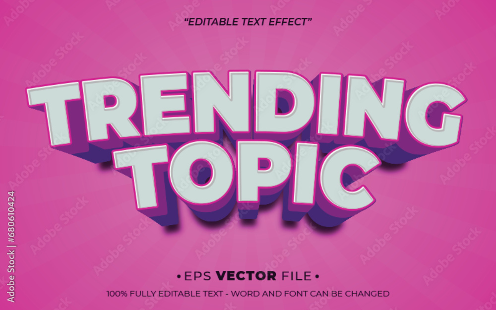 Aufkleber trending topic text effect 3d editable vector