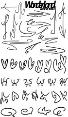 icon pack with wonderland cursors, hearts, diretcional arrows, carts, speech bubbles