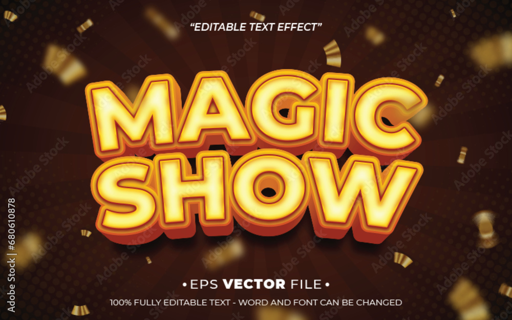 Aufkleber magic show text effect 3d editable vector
