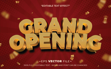 grand opening gold text effect 3d editable vector