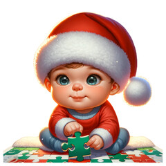 Adorable Christmas Babies in Santa Hats with Toys