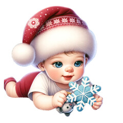 Adorable Christmas Babies in Santa Hats with Toys