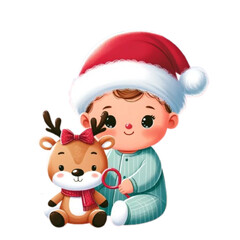 Festive Baby in Santa Hat, Generative AI