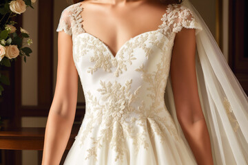 A beautiful wedding dress. Discover the Perfect Wedding Dress for Your Unforgettable Day. Generative AI