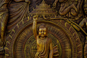 Relic of buddha ornament on the wall at vihara dharma shanti tanjung uban	