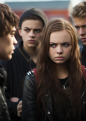 Fototapeta premium Angry teenagers, adolescence problems, ai generated