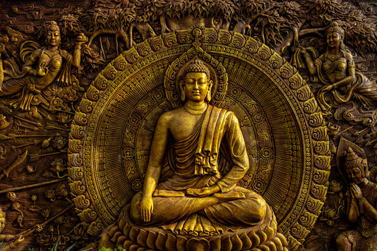 Relic of buddha ornament on the wall at vihara dharma shanti tanjung uban	
